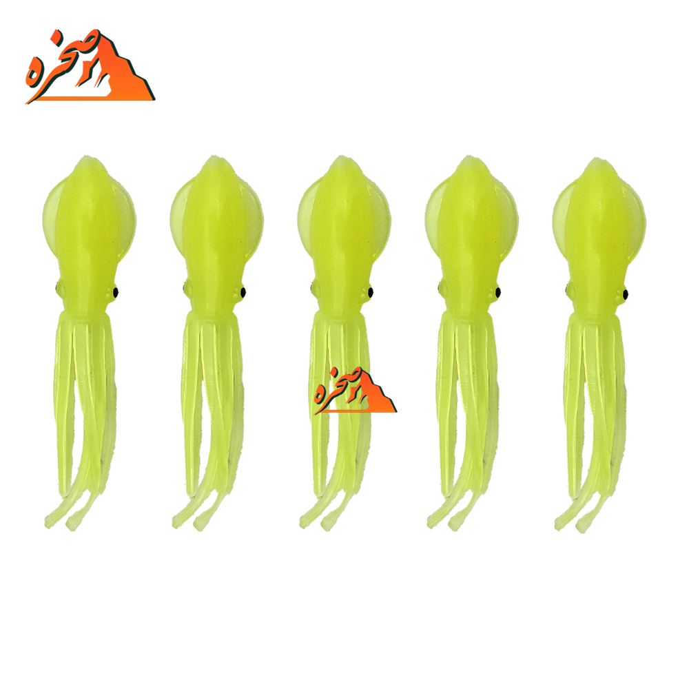 BENDAO-fishing-soft-lures-yellow-s3 طعمه ژله ای هشت پا شب تاب زرد BENDAO طول 7 سانتیمتر