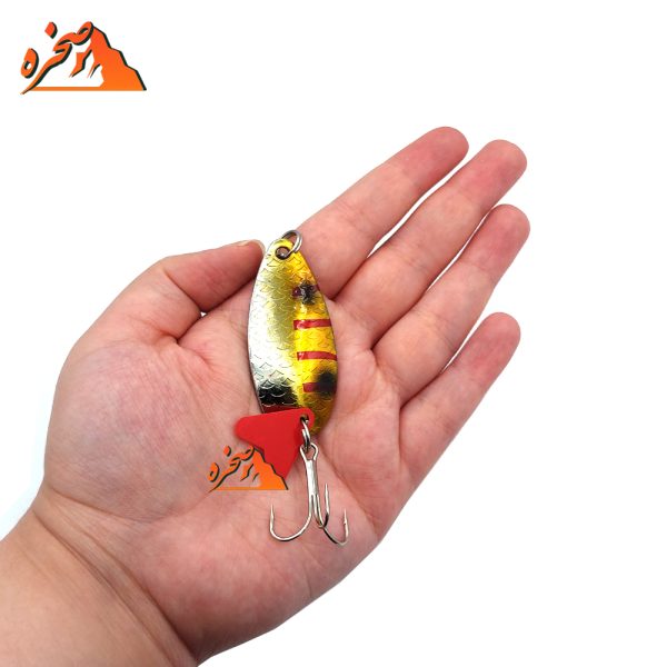 قاشقک ماهیگیری TinTai15 طلایی نقره ای خط دار وزن 15 گرم - تصویر 2