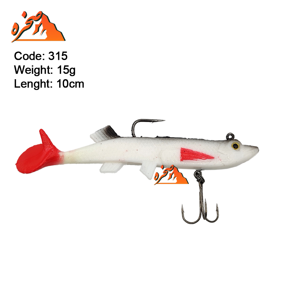Taixing15-fishing-soft-lures-315-s1 طعمه ژله ای Taixing15 سفید دم قرمز کد 315