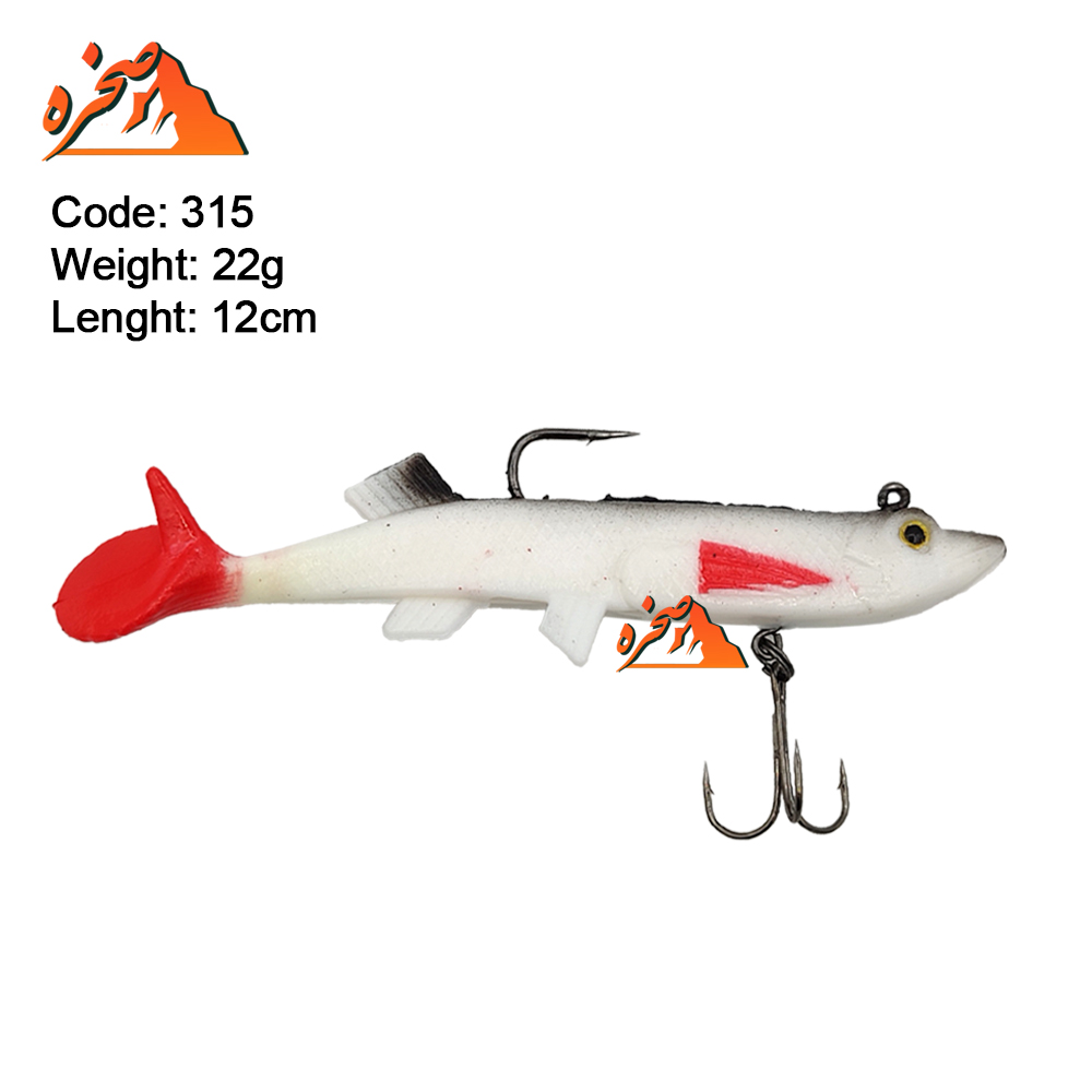Taixing22-fishing-soft-lures-315-s1 طعمه ژله ای Taixing22 سفید دم قرمز کد 315