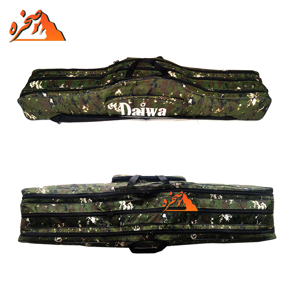 تصویر کیف ماهیگیری سه قلو Daiwa طول 140 سانتیمتر – طرح استتار سبز 