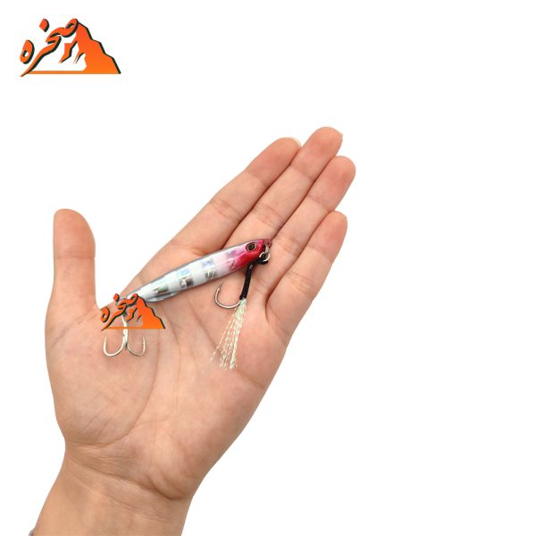 طعمه جیگ ماهیگیری PEROBEROS8 نقره ای سر قرمز با خاصیت نوردهی در شب