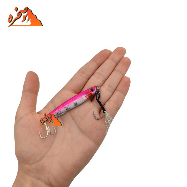 طعمه جیگ ماهیگیری PEROBEROS8  نقره ای صورتی با خاصیت نوردهی در شب - تصویر 2