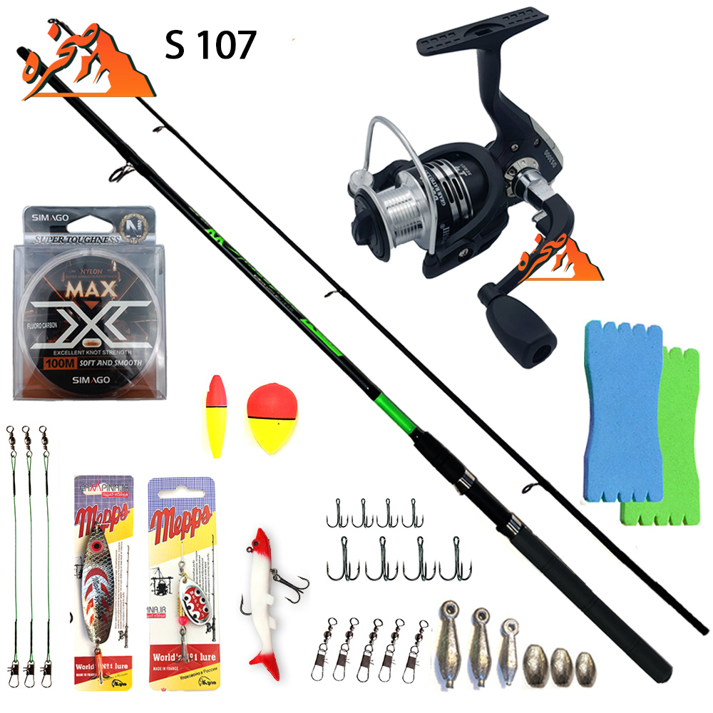 fishing-set-s107-s-2 ست لوازم ماهیگیری لانسه کشی کد S107 با چرخ 3000 اسپول فلزی