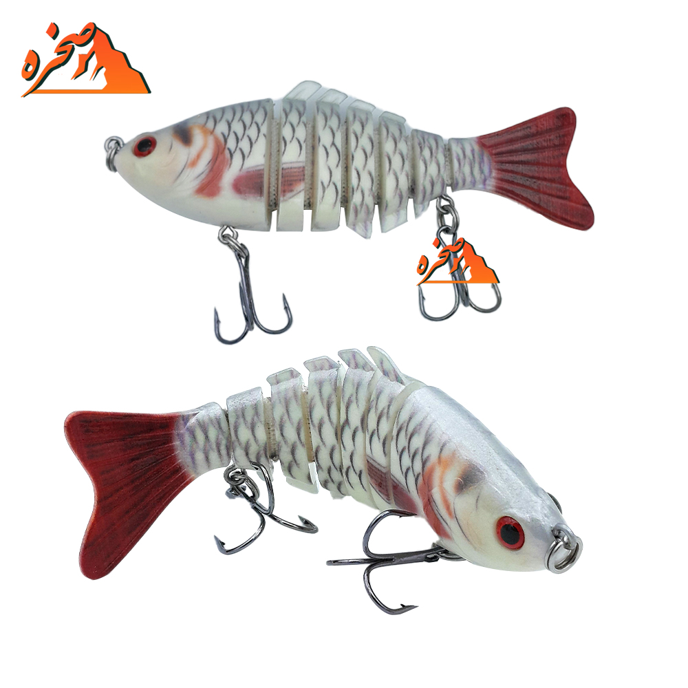 fishing-lures-107WRD-s-1 طعمه استخوانی 7 تکه سفید دم قرمز کد 107WRD طول 10 سانت 15 گرم