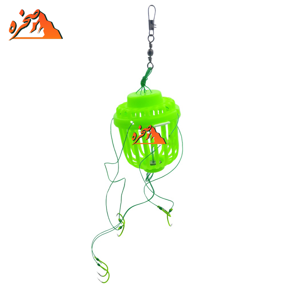 green-bait-basket-with-6-hooks-s سبد طعمه پاش سبز همراه 6 قلاب