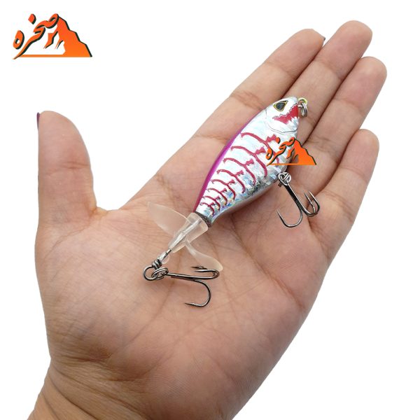 ماهی دم چرخان دو پره ای کد DP105 نقره ای صورتی وزن 12 گرم طول 10 سانتیمتر - تصویر 3