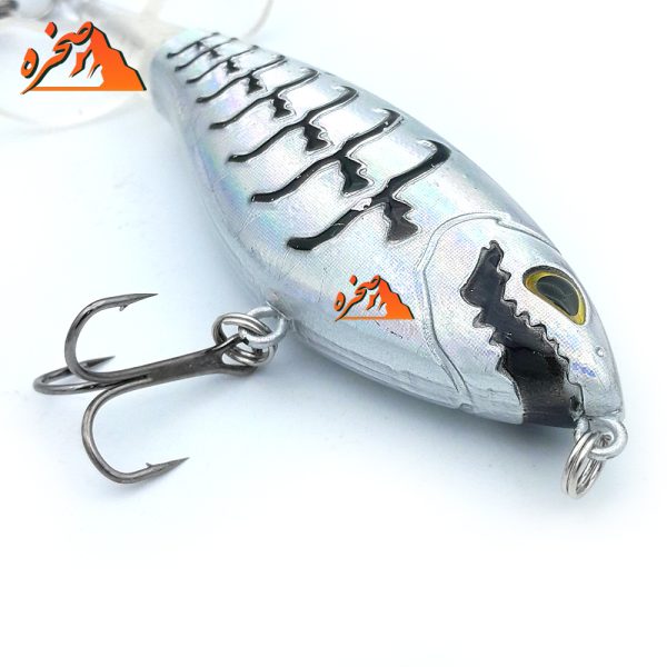 ماهی دم چرخان دو پره ای کد DP104 نقره ای مشکی وزن 12 گرم طول 10 سانتیمتر