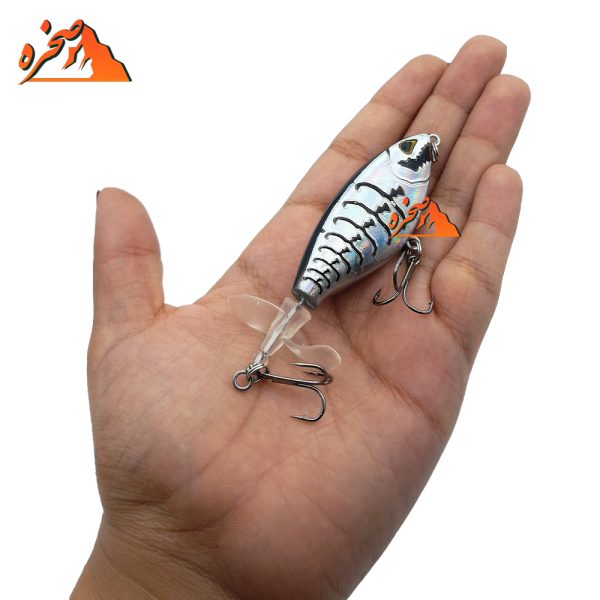 ماهی دم چرخان دو پره ای کد DP104 نقره ای مشکی وزن 12 گرم طول 10 سانتیمتر - تصویر 2