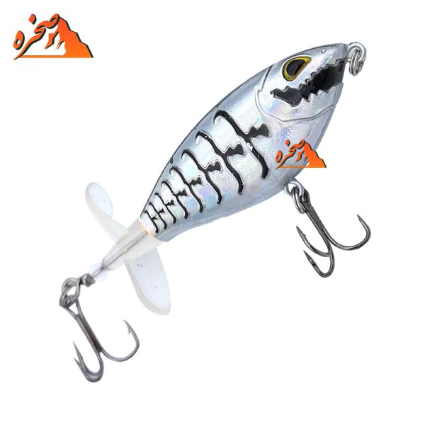 ماهی دم چرخان دو پره ای کد DP104 نقره ای مشکی وزن 12 گرم طول 10 سانتیمتر - تصویر 3