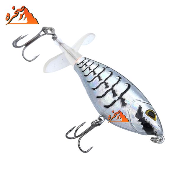 ماهی دم چرخان دو پره ای کد DP104 نقره ای مشکی وزن 12 گرم طول 10 سانتیمتر - تصویر 4