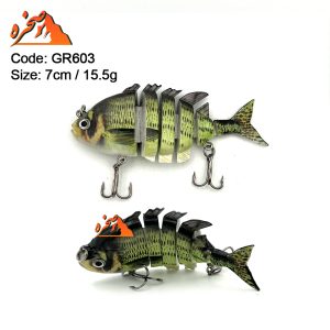 ماهی شش تکه رنگ سبز کد GR603 وزن 15.5 گرم طول 7 سانتیمتر