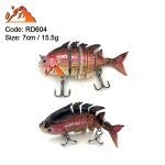 ماهی شش تکه رنگ قرمز کد RD604 وزن 15.5 گرم طول 7 سانتیمتر