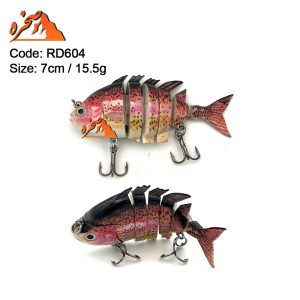 ماهی شش تکه رنگ قرمز کد RD604 وزن 15.5 گرم طول 7 سانتیمتر
