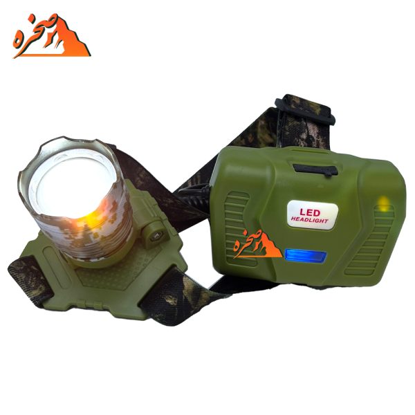 چراغ پیشانی شارژی ارتشی T328 با سه عدد باتری شارژی - تصویر 3