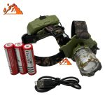 چراغ پیشانی شارژی ارتشی T328 با سه عدد باتری شارژی