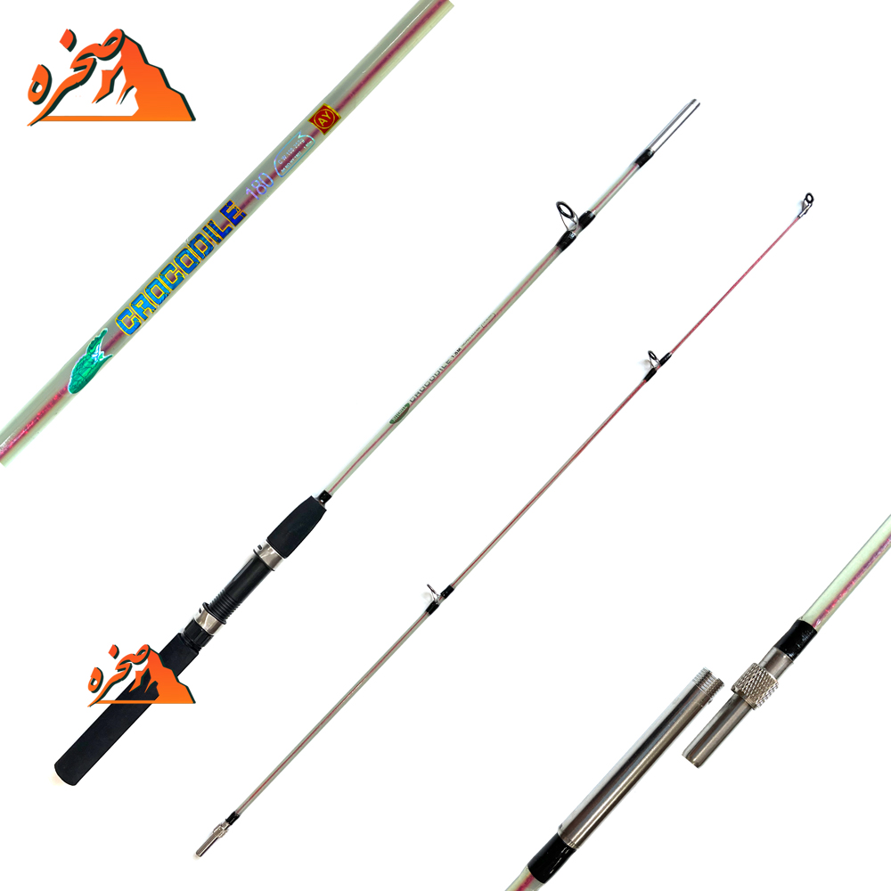 crocodile-fishing-rod-s-1 چوب دو تکه ژله ای سیم بکسل دار کروکدیل سایز 1.20 متر - اتصال پیچی
